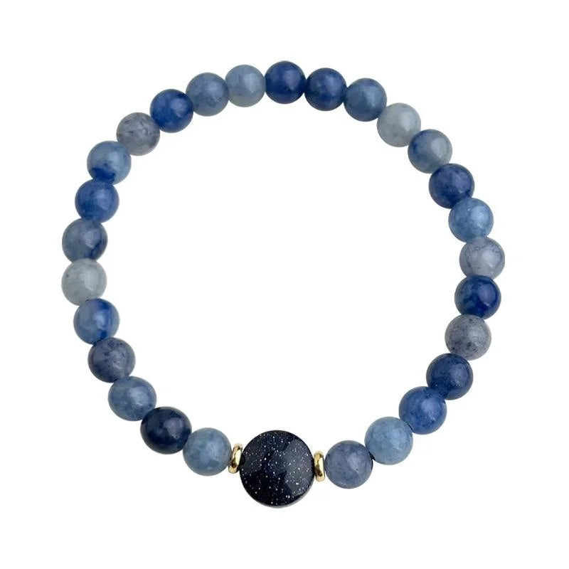Natural Stone Blue Aventurine Bracelet New Chinese Geometric Handmade Ethnic Style Jewelry For Women