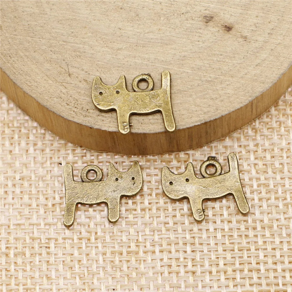 14x12mm 0.8g Multicolor Zinc Alloy Cat Charm Pendant for DIY Necklace Bracelet Jewelry Making