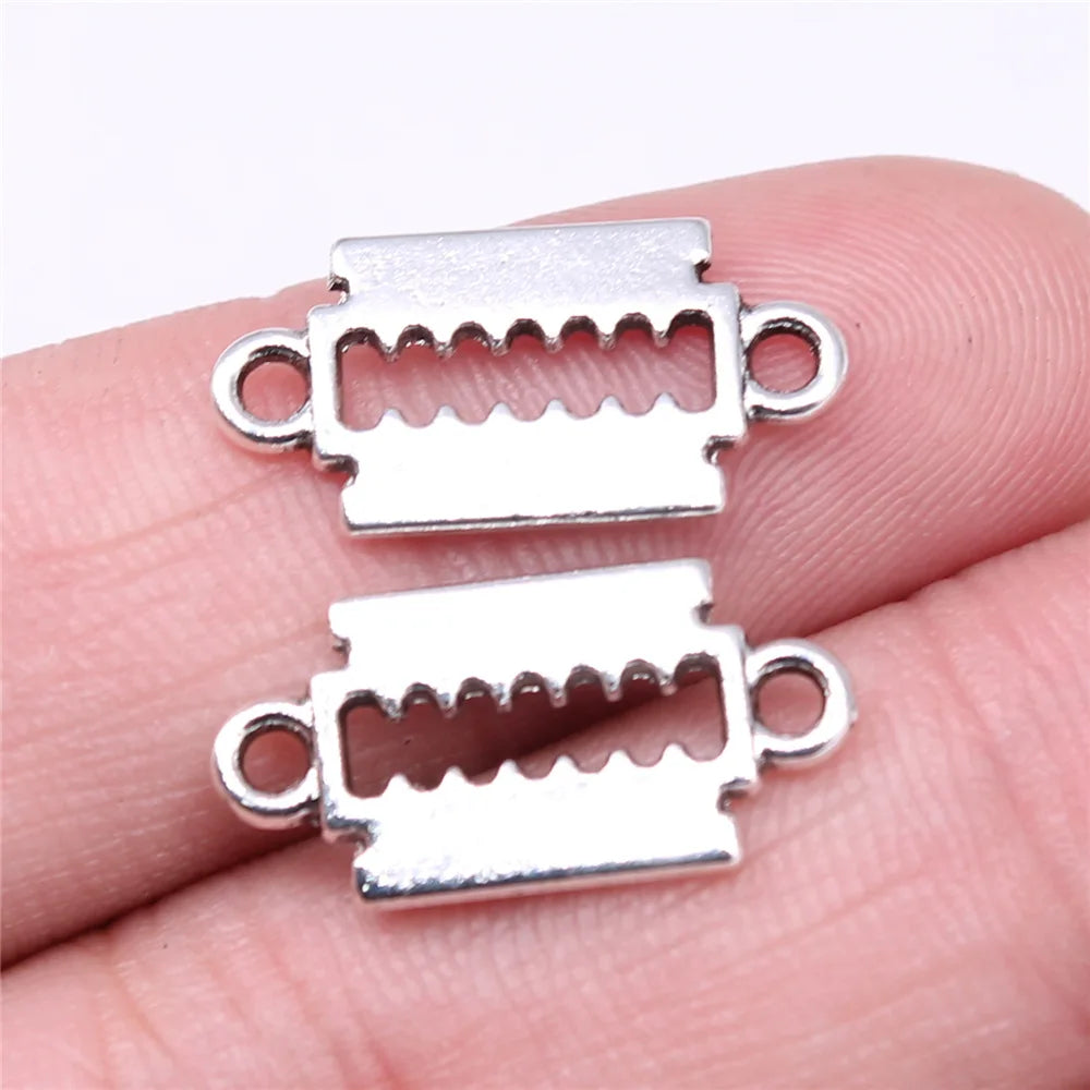 20x10mm 0.9g Antique Silver Zinc Alloy Razor Blade Connector Charm for DIY Bracelet Jewelry Making