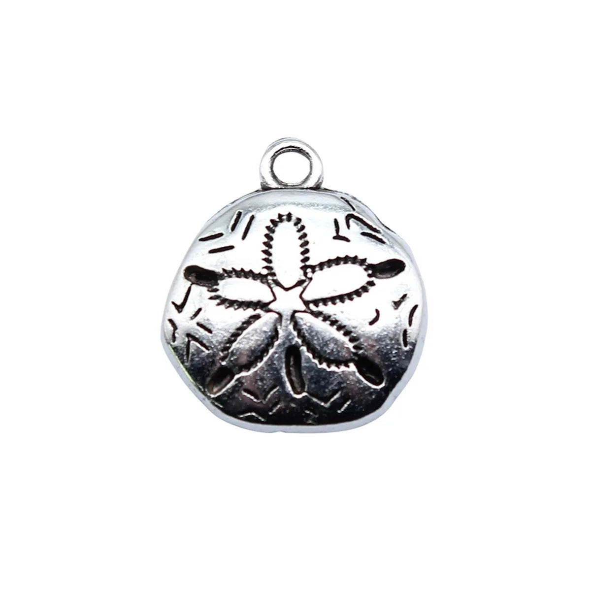 18x16mm 1.8g Antique Silver Zinc Alloy Sand Dollar Charm Pendant for Ocean Theme DIY Jewelry Making