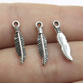 19x4mm 0.4g Antique Silver Zinc Alloy Leaf Charm Pendant for DIY Necklace Bracelet Making
