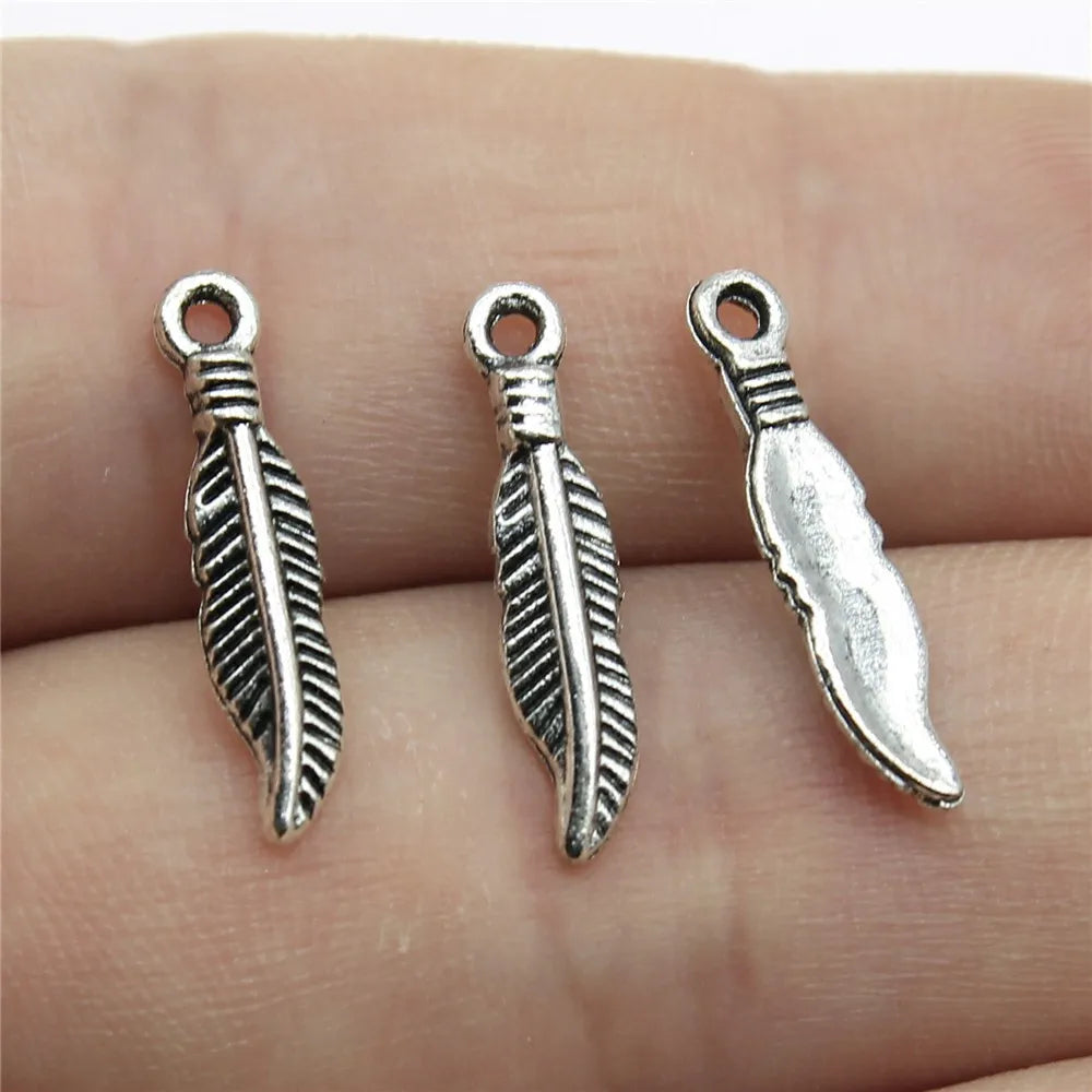 19x4mm 0.4g Antique Silver Zinc Alloy Leaf Charm Pendant for DIY Necklace Bracelet Making