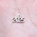 9x14mm 0.5g Antique Silver Tone Zinc Alloy 2025 Year Number Charm Pendant for Graduation Jewelry Making