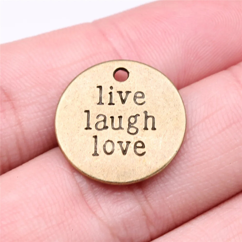 20mm 3g Zinc Alloy Live Laugh Love Word Letter Charm Pendant for DIY Bracelet Necklace Jewelry