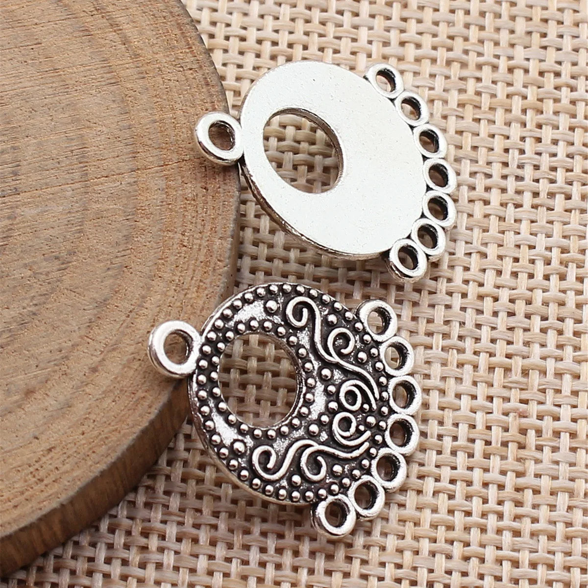 25x20mm 2.4g Antique Silver Zinc Alloy Geometric Earring Connector Charms for DIY Earring Jewelry Making