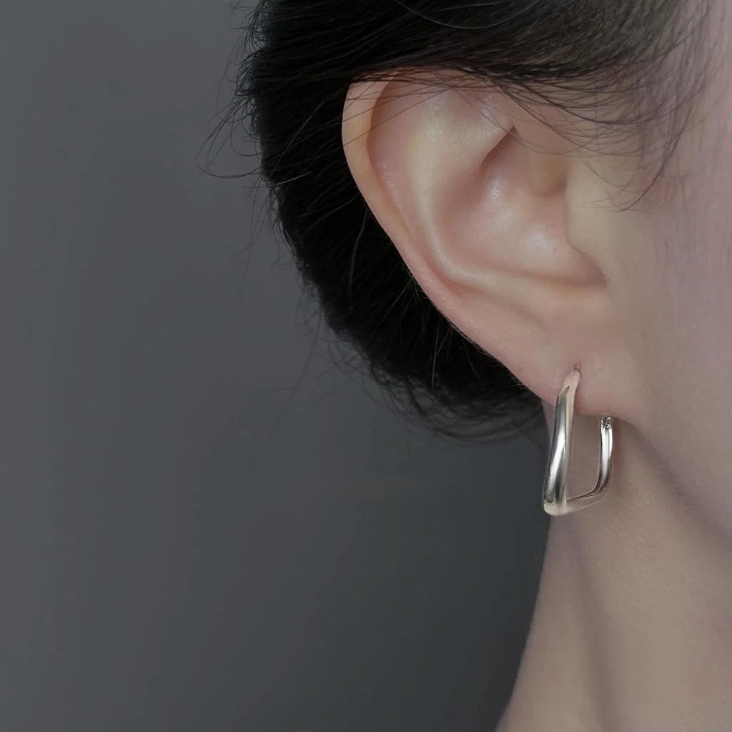 Casual Geometric C-Shaped Hoop Earrings For Women, Copper Round Irregular Ear Jewelry