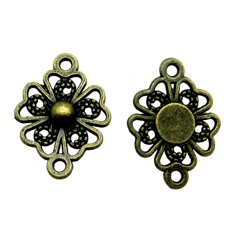 20x15mm 1.3g Multicolor Zinc Alloy Flower Connector Charm for DIY Bracelet Necklace Jewelry Making
