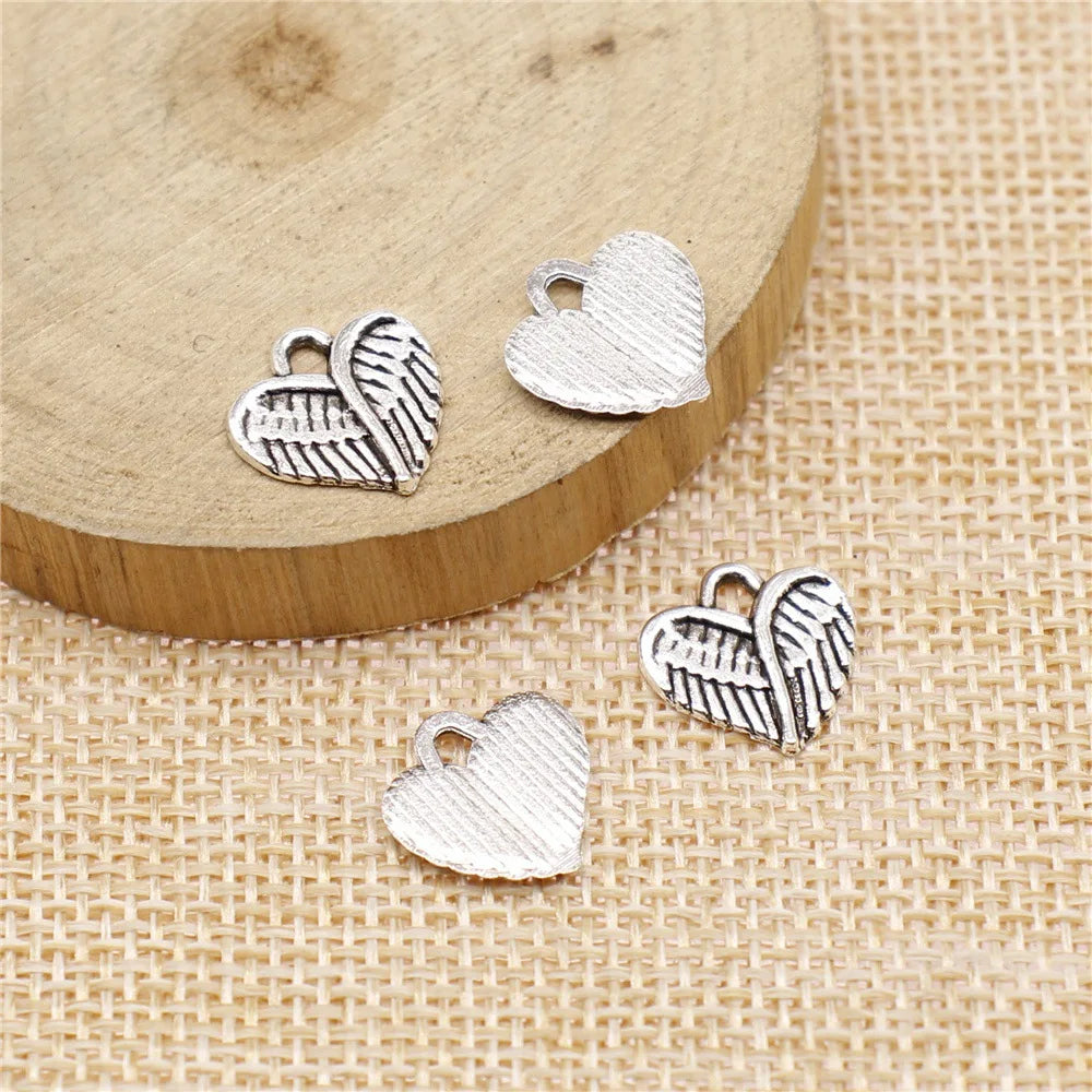 13x13mm 0.6g Multicolor Zinc Alloy Winged Heart Wing Charm Pendant for Necklace Bracelet Making