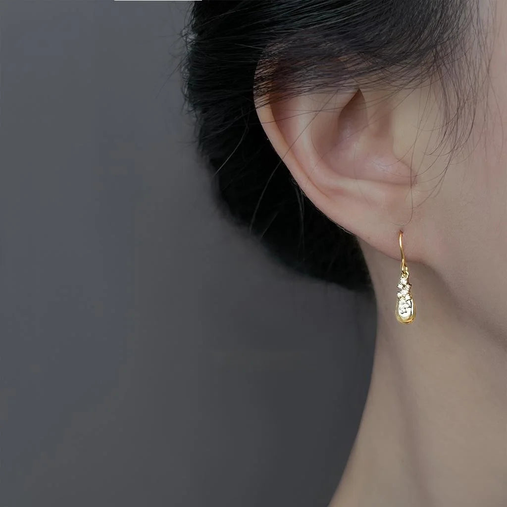 Light Luxury Copper Zircon Micro Pave Geometric Waterdrop Tassel Drop Earrings