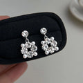 Sparkly Geometric Square Rhinestone Copper Drop Earrings, Premium Commuter Fashion Jewelry