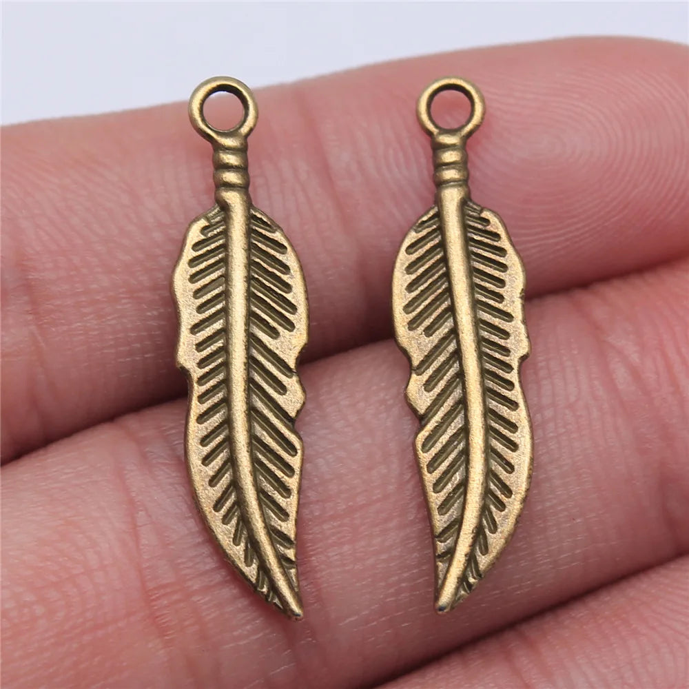30x8mm 1.1g Multicolor Zinc Alloy Leaf Feather charm pendant for necklace bracelet DIY jewelry making
