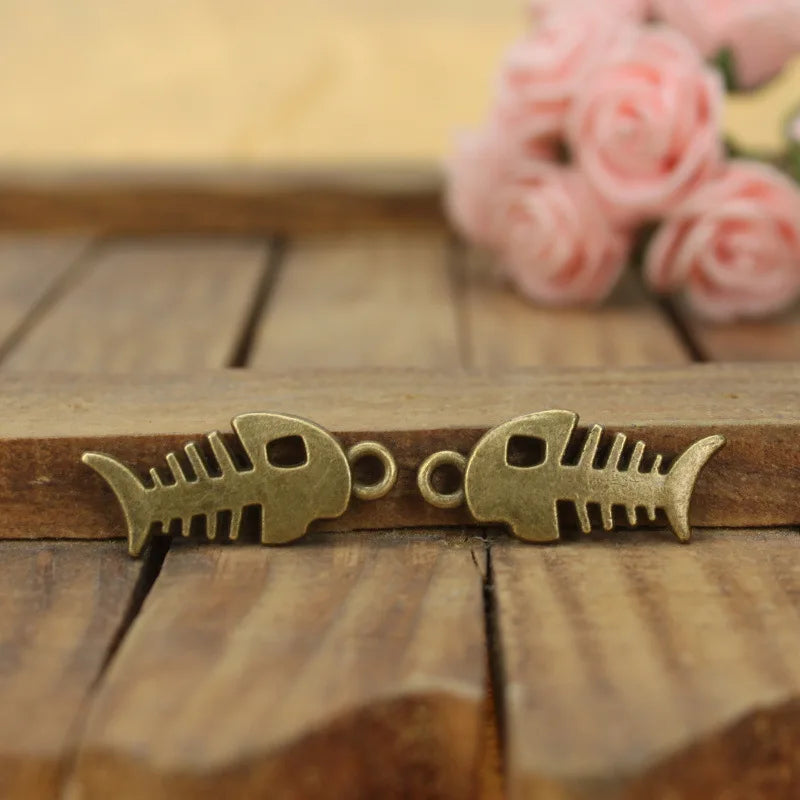 26x11MM Zinc Alloy Fishbone Charm Pendant for DIY Necklace Bracelet Jewelry Making