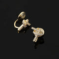 Elegant Pave Zircon Heart Knot Spiral Gold Alloy Stud & Clip On No Piercing Fashion Earrings