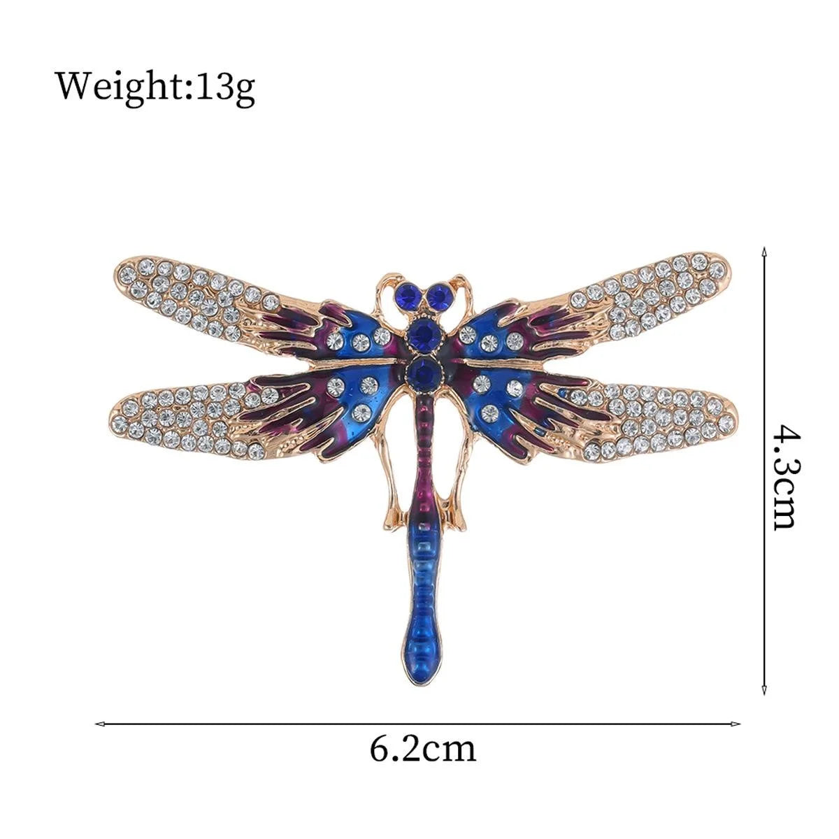Elegant Blue Enamel Dragonfly Brooch With Rhinestone Alloy Wings, Luxury Lapel Pin Corsage Gift