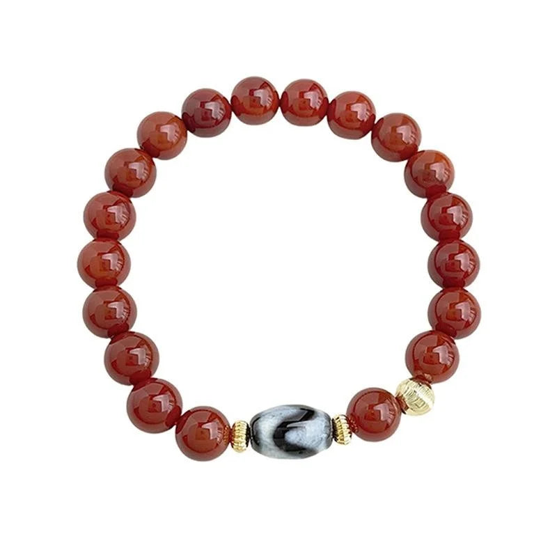 Southern Red Agate Synthetic Dzi Bead Bracelet Geometric Ethnic New Chinese Style Jewelry For Women