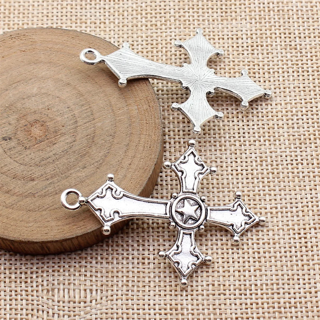 54x39mm 5.8g Antique Silver Tone Zinc Alloy Inverted Cross Charm Pendant for Gothic DIY Jewelry