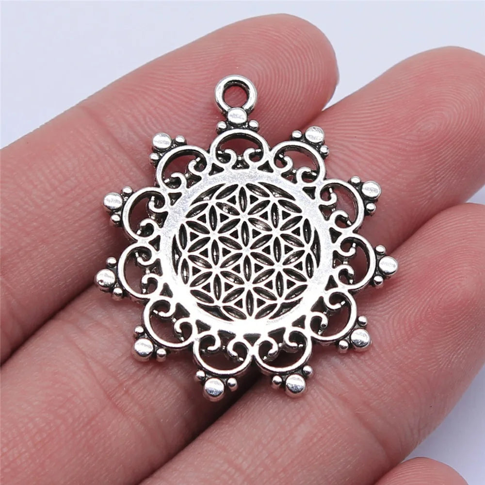 30x35mm 3.5g Multicolor zinc alloy Geometric Flower charm pendant for DIY necklace earrings making