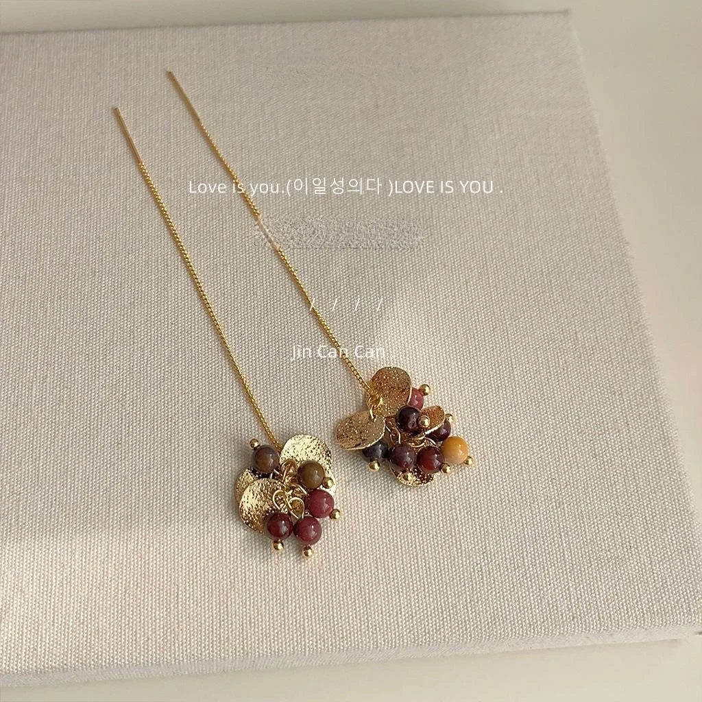 Original Design Handmade 14K Gold Plated Copper Leaf Drop Earrings Vintage Palace Style