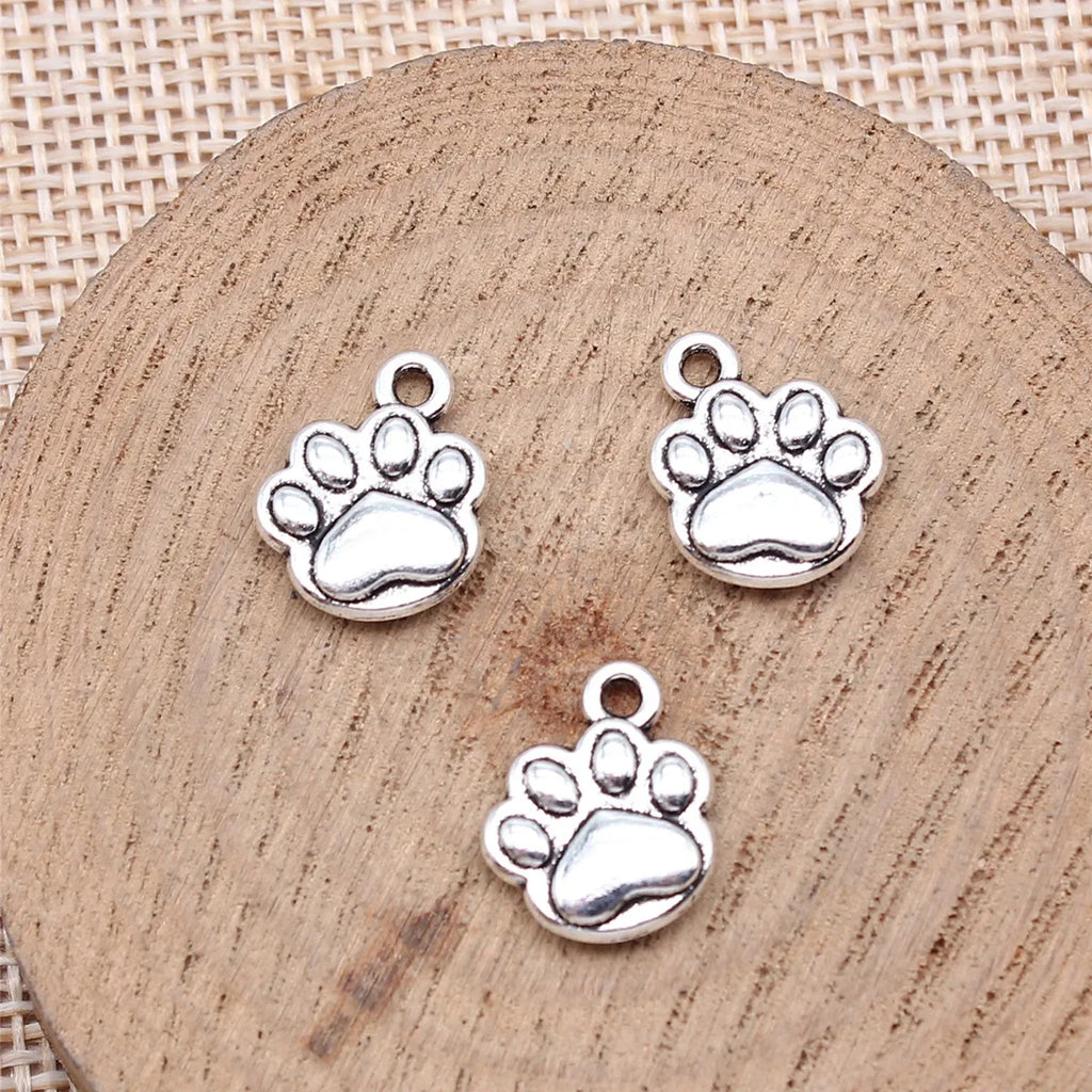14x12mm 1.3g Multicolor Zinc Alloy Dog Paw Charm Pendant for DIY Necklace Bracelet Jewelry Making