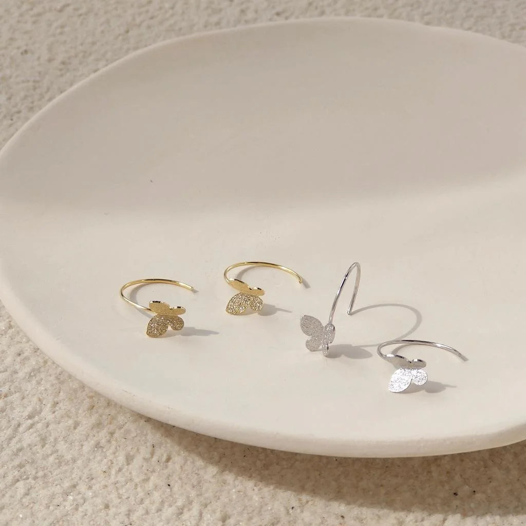 14K Gold Plated Copper Butterfly Drop Earrings Minimalist Daily Style