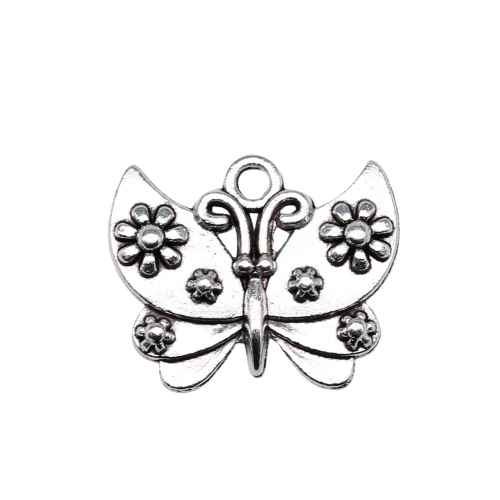 26x21mm 2.2g Multicolor Zinc Alloy Butterfly Charm Pendant for DIY Necklace Bracelet Jewelry Making