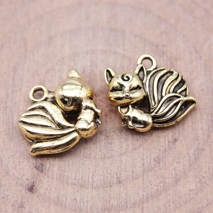 13x14mm 1.9g Multicolor Zinc Alloy Nine Tailed Fox charm pendant for necklace bracelet DIY jewelry making