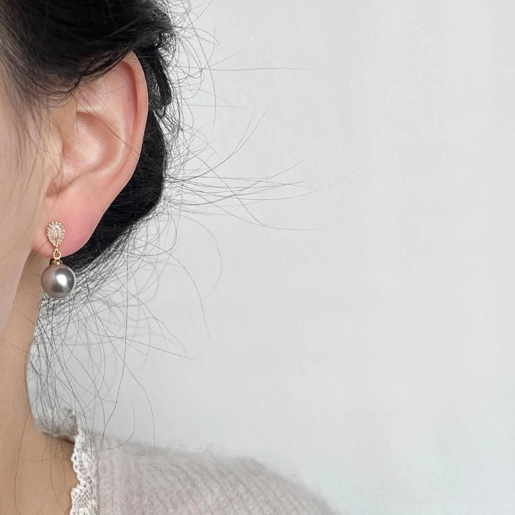 Light Luxury Glass Pearl Zircon Teardrop Drop Earrings For Women
