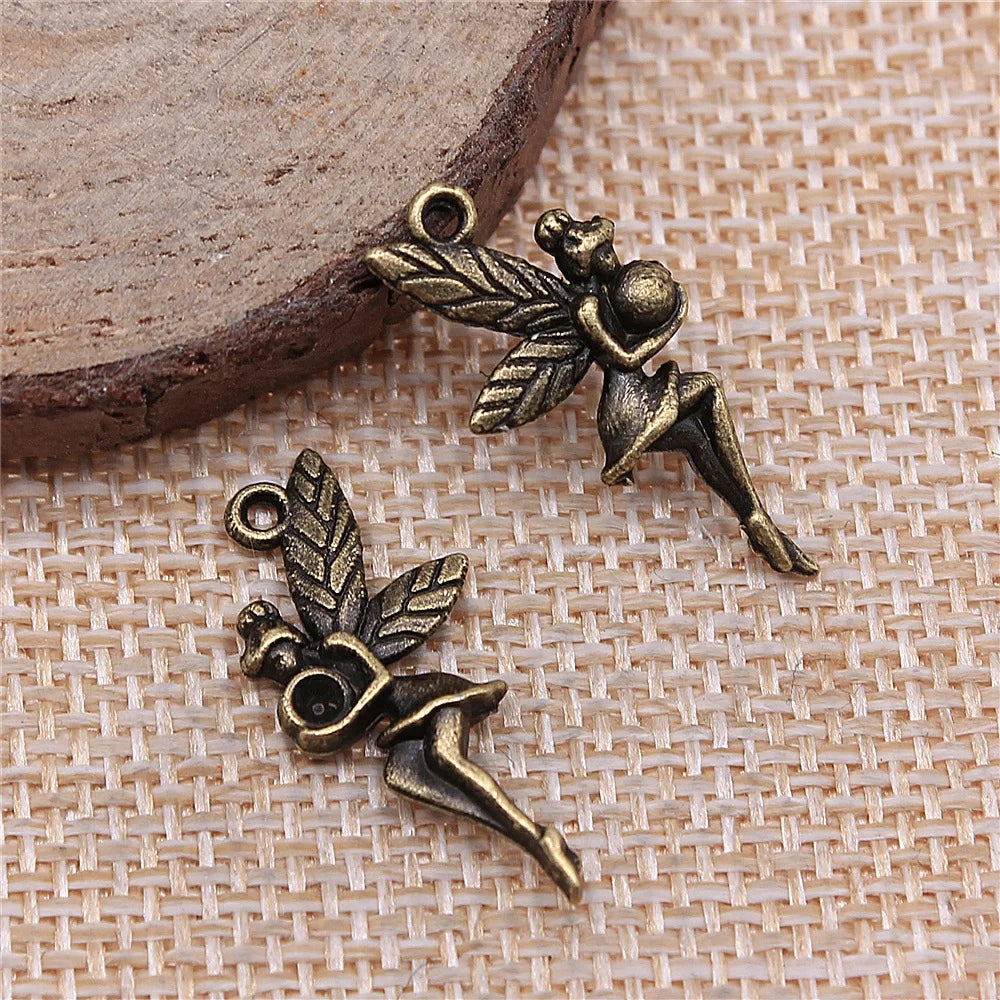 26x11mm 1.2g Multicolor Zinc Alloy Angel Figure Charm Pendant for DIY Necklace Bracelet Making
