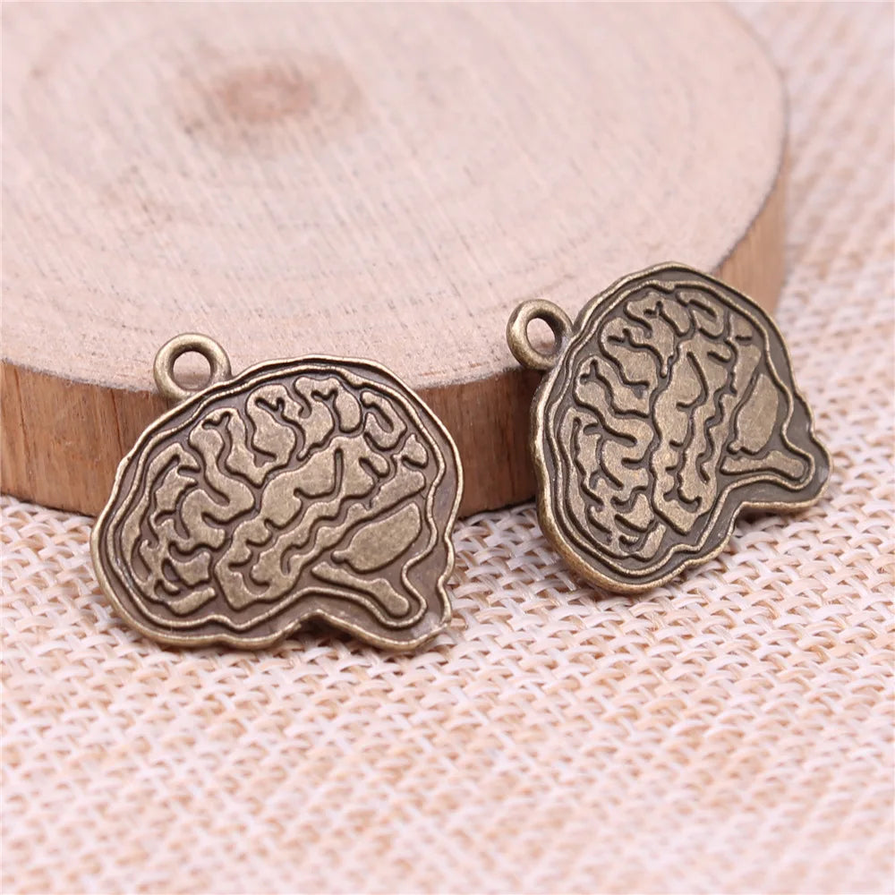 22x23mm 2.7g Multicolor Zinc Alloy Brain Charm Pendant for DIY Medical Necklace Bracelet Making
