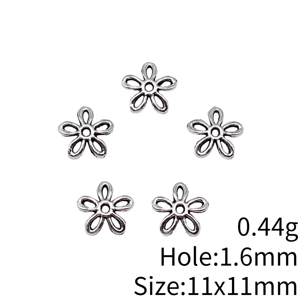 11x11mm 0.44g Multicolor Zinc Alloy Flower Shaped Bead Cap Jewelry Findings for DIY Bracelet Making