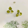 Fresh Green Flower Stud Earrings Silver Plated Copper Leaf Floral Elegant Jewelry
