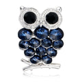 Cute Luxury Owl Rhinestone Brooch With Blue Crystal Body, Vintage Alloy Lapel Pin Suit Accessory Gift