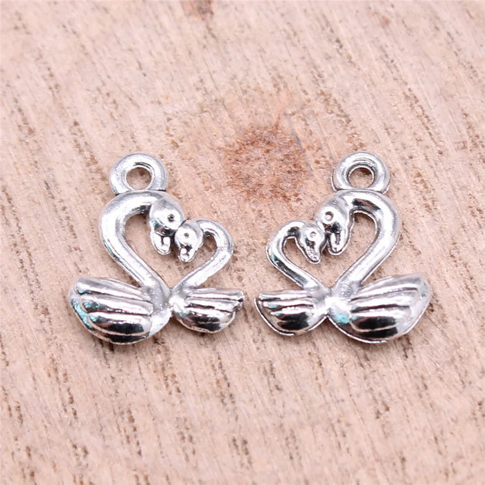 15x12mm 0.9g Multicolor Zinc Alloy Swan Charm Pendant for Necklace Bracelet DIY Jewelry Making