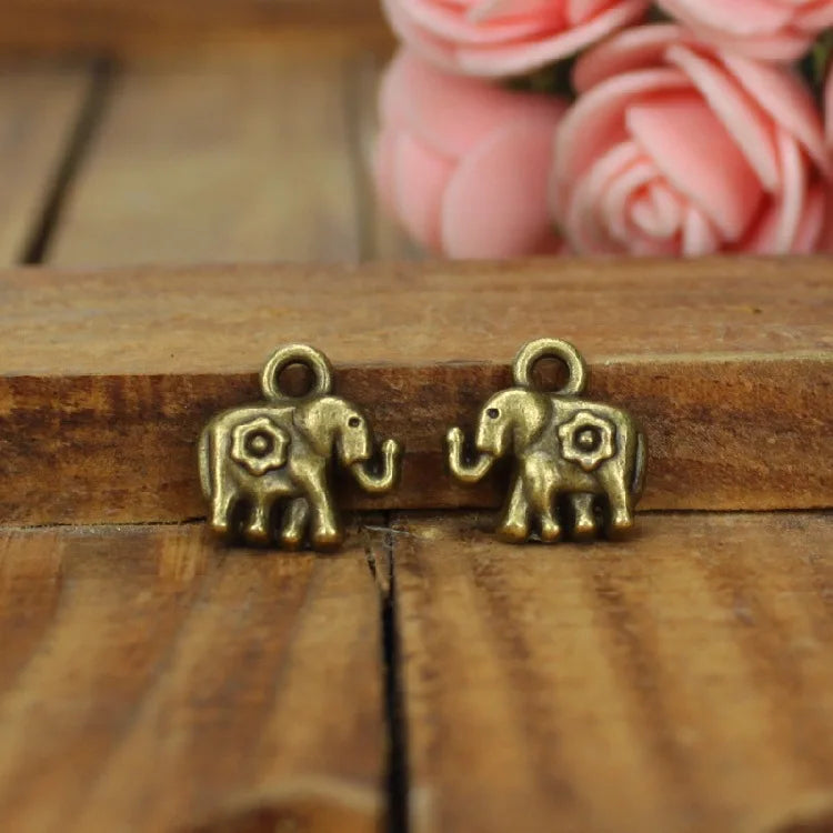 12MM Antique Silver Zinc Alloy Elephant Charm Pendant for DIY Necklace Bracelet Jewelry Making
