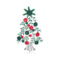 Elegant Christmas Tree Brooch With Red Green Rhinestones And Enamel Leaves, Alloy Lapel Pin Holiday Gift