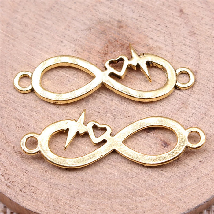 32x11mm 1.3g Multicolor Zinc Alloy Infinity Heartbeat Heart Connector Charm for DIY Bracelet Making