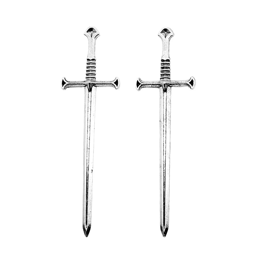 25x87mm 4.6g Antique Silver Zinc Alloy Sword Charm Pendant for Anime Cosplay Necklace Bracelet Making