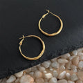 14K Gold Plated Copper Geometric Round Hoop Earrings, Elegant Fashion Face Slimming Ear Jewelry