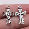 14x26mm 1.3g Antique Silver Zinc Alloy Fish Cross Charm Pendant for Necklace Bracelet Jewelry Making