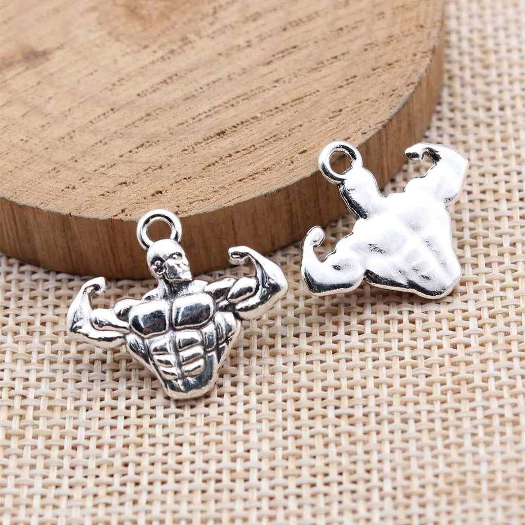 23x20mm 2.5g Antique Silver Zinc Alloy Muscle Man Charm Pendant for Necklace Bracelet Jewelry Making