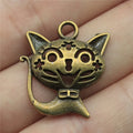 24x21mm 2.2g Multicolor Zinc Alloy Cat Charm Pendant for DIY Cute Animal Bracelet Necklace Making