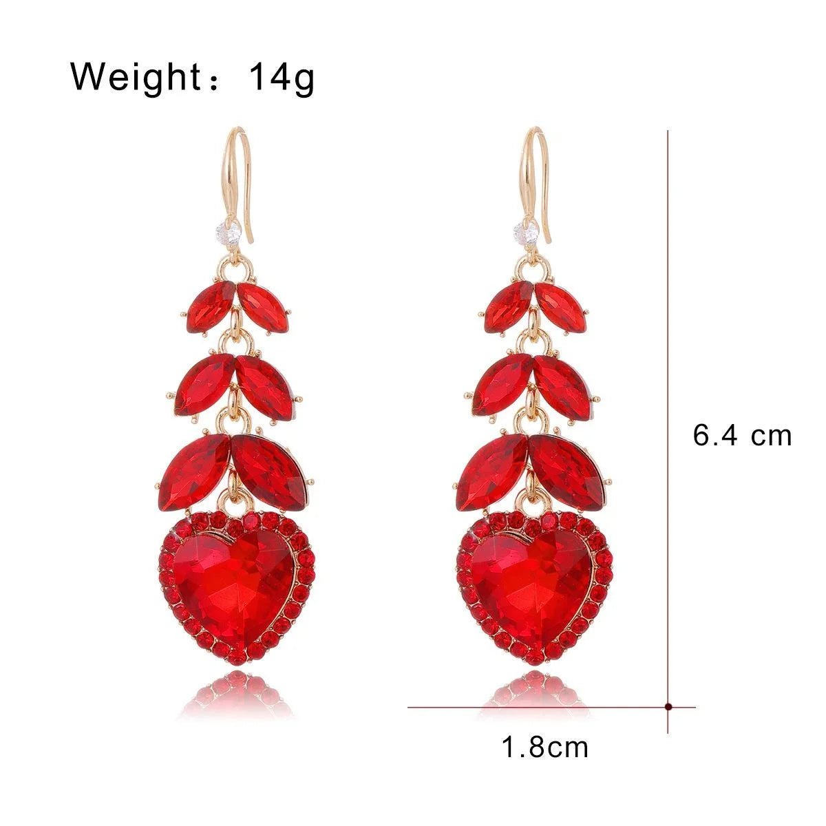 Luxury Crystal Heart Drop Earrings Rhinestone Alloy Bridal Dangle Earrings For Wedding Party Gift