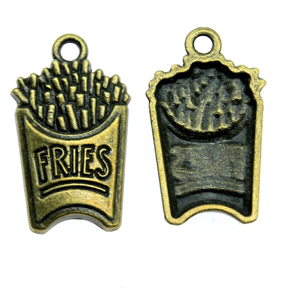25x15mm 2.1g Multicolor Zinc Alloy French Fries Charm Pendant for DIY Food Theme Jewelry Making