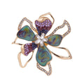 Elegant Floral Rhinestone Enamel Alloy Brooch, Luxury Flower Lapel Pin Corsage For Coat Sweater Gift