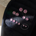 Minimalist Pink Zircon Copper Stud Earrings Geometric Round Daily Jewelry