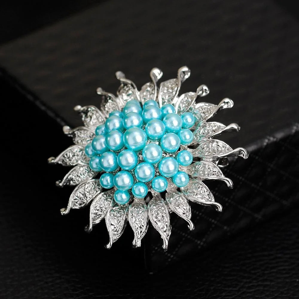 Elegant Sunflower Pearl Rhinestone Alloy Brooch, Luxury Lapel Pin Corsage Suit Accessory Gift