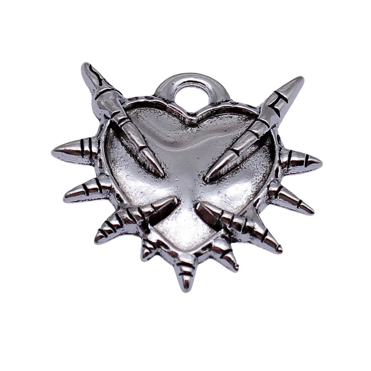 29x26mm 3.2g Antique Silver Zinc Alloy Gothic Claw Heart Charm Pendant for DIY Necklace Making