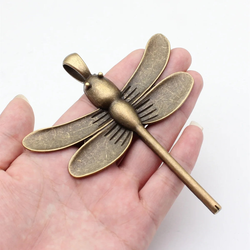 114x97mm 33g Antique Bronze Zinc Alloy Large Dragonfly Charm Pendant for Necklace Jewelry DIY