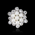 Elegant Pearl Rhinestone Flower Brooch For Women, Korean Style Alloy Lapel Pin Corsage Suit Accessory Gift