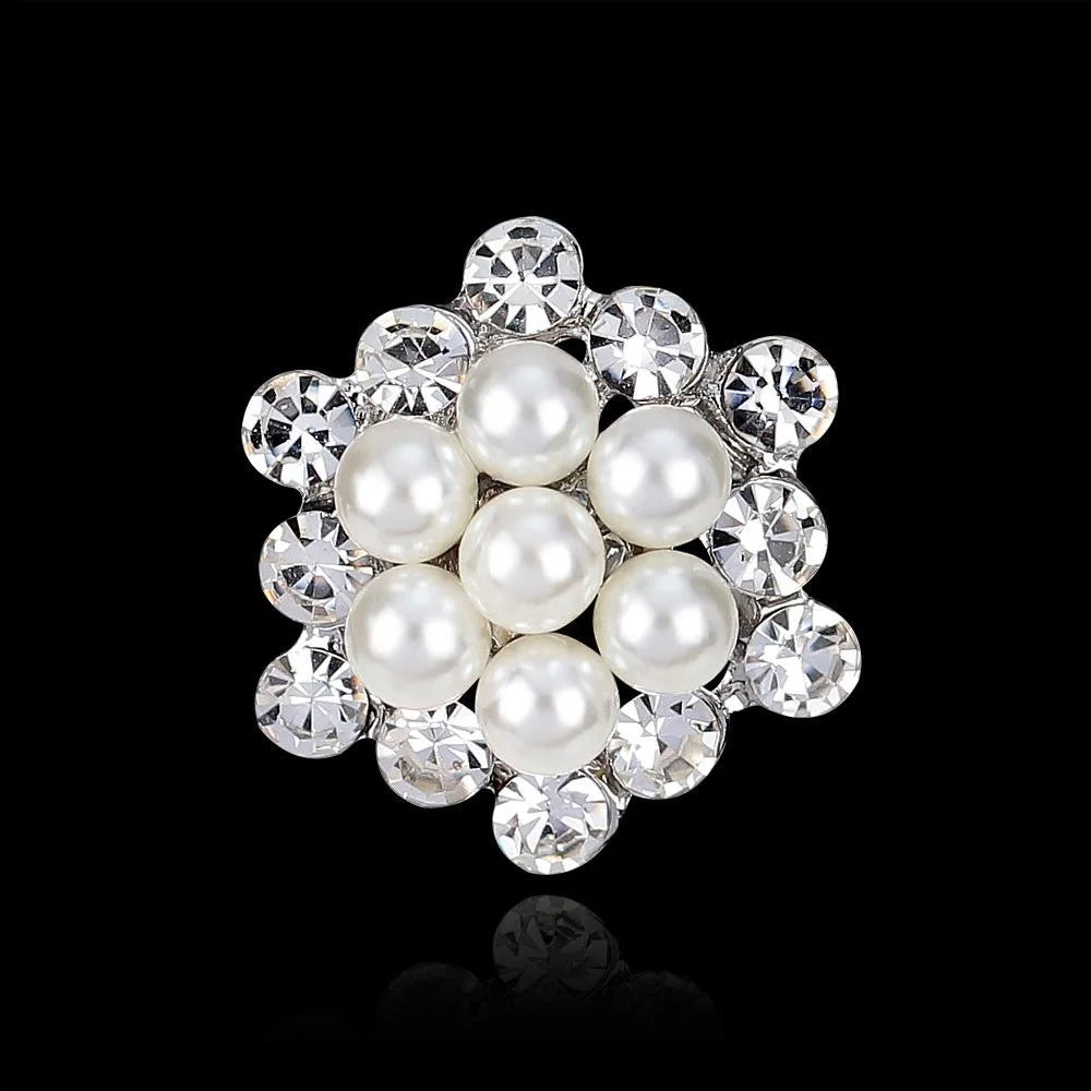 Elegant Pearl Rhinestone Flower Brooch For Women Mini Corsage Lapel Pin Suit Accessory Gift
